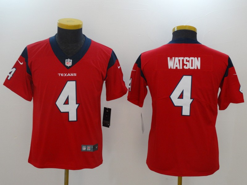 Kids NFL Houston Texans #4 Watson Red Jersey