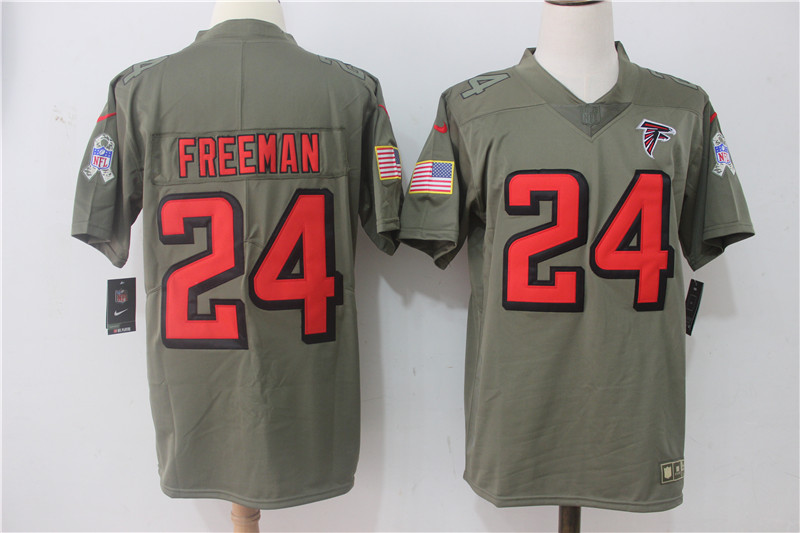 Mens Atlanta Falcons #24 Freeman Olive Salute to Service Limited Jersey