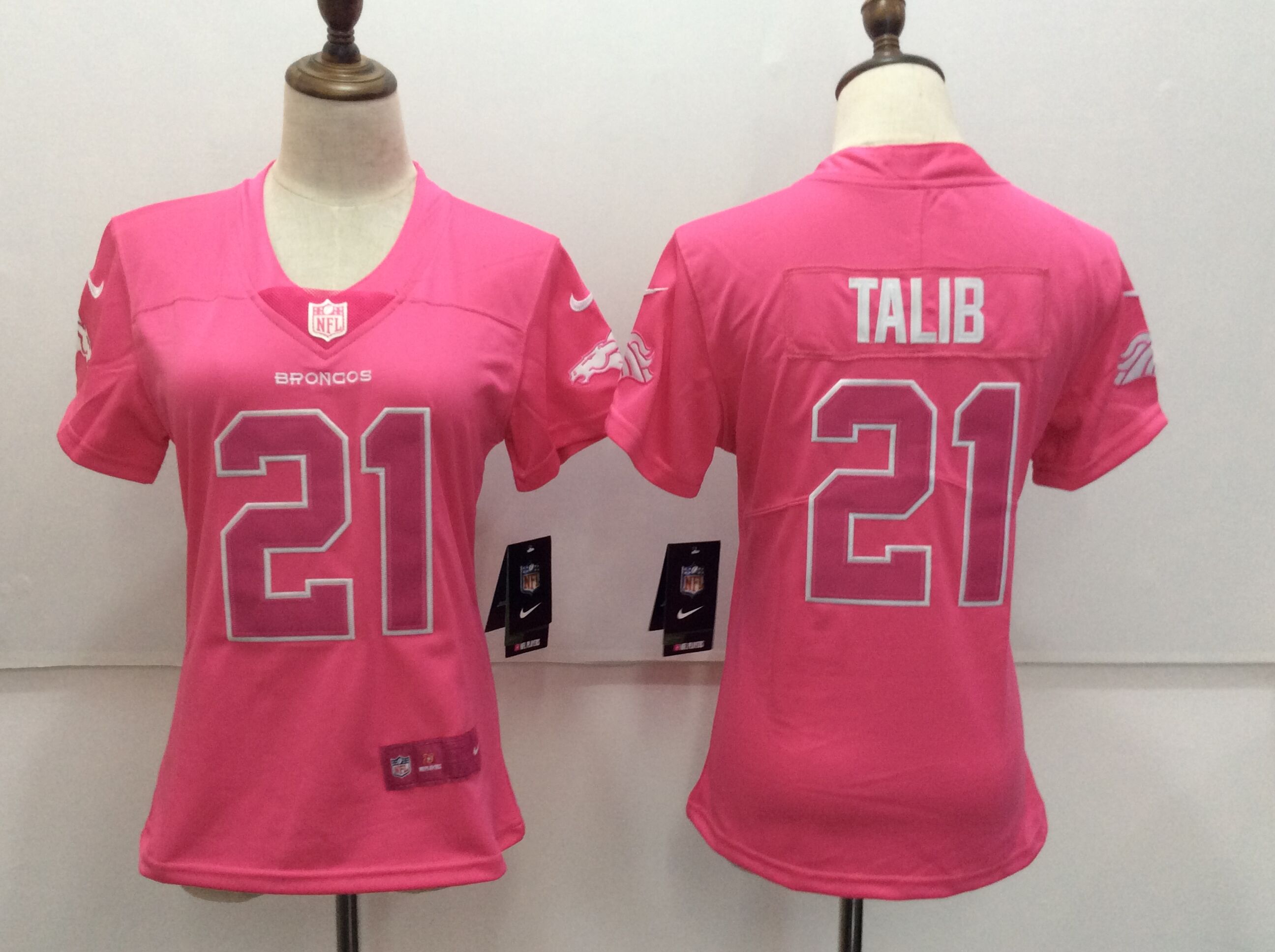 Womens NFL Denver Broncos #21 Talib Pink Jersey