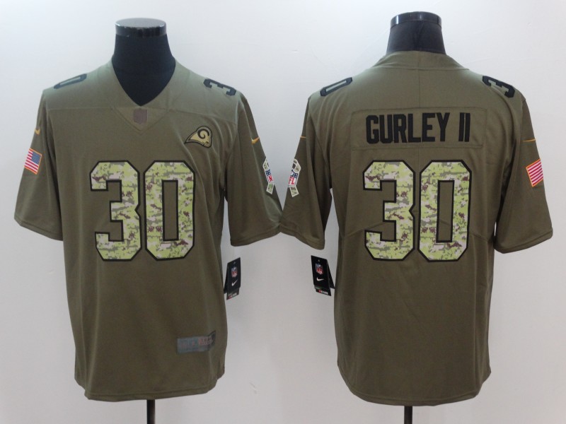 NFL Los Angeles Rams #30 Gurley II Olive Salute to Service Vapor Limited Jersey