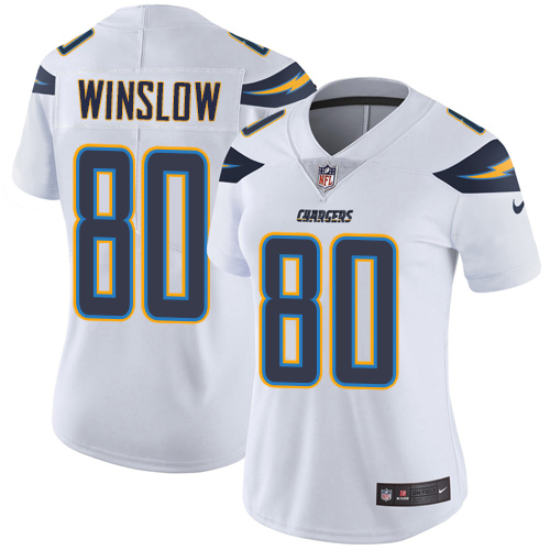 Womens San Diego Chargers #80 Winslw White Vapor Limited Jersey