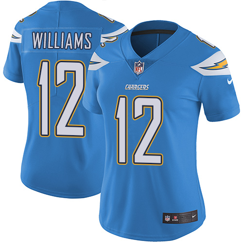 Womens San Diego Chargers #12 Williams L.Blue Vapor Limited Jersey