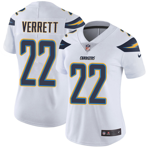 Womens San Diego Chargers #22 Verrett White Vapor Limited Jersey