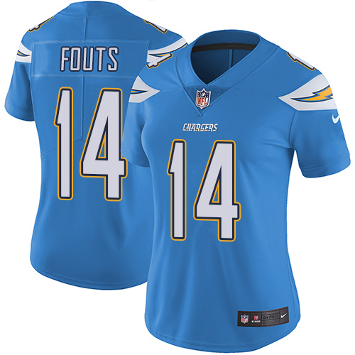 Womens San Diego Chargers #14 Fouts L.Blue Vapor Limited Jersey