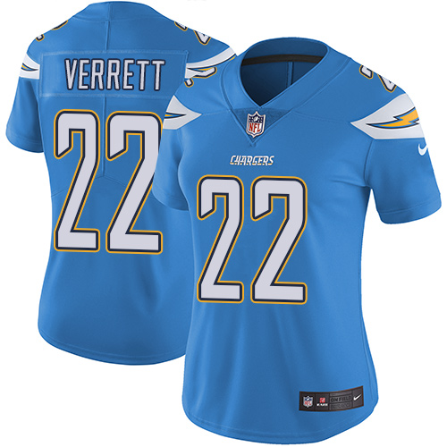Womens San Diego Chargers #22 Verrett L.Blue Vapor Limited Jersey