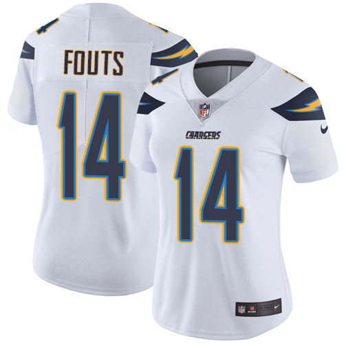 Womens San Diego Chargers #14 Fouts White Vapor Limited Jersey