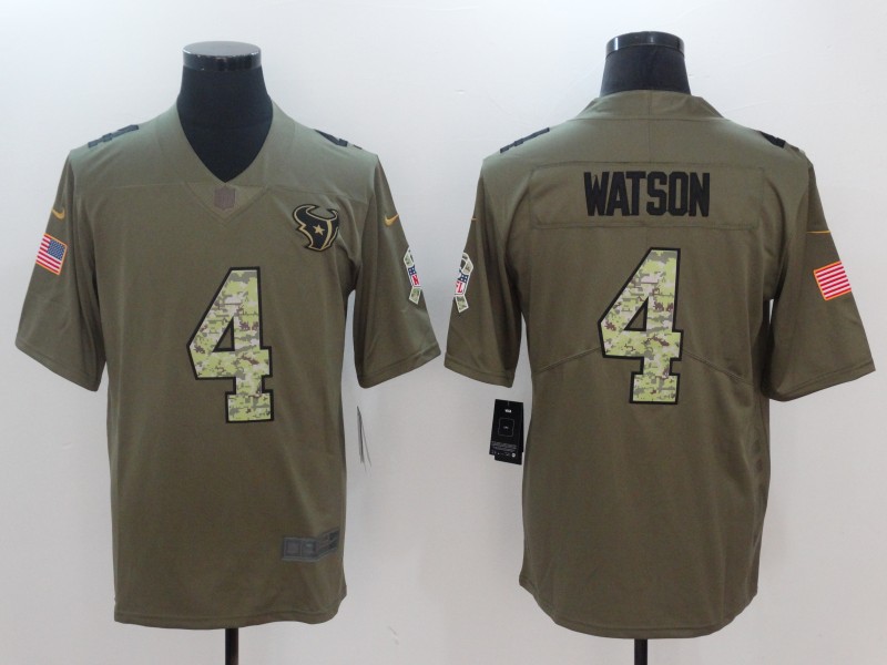 NFL Houston Texans #4 Watson Olive Salute to Service Vapor Limited Jersey