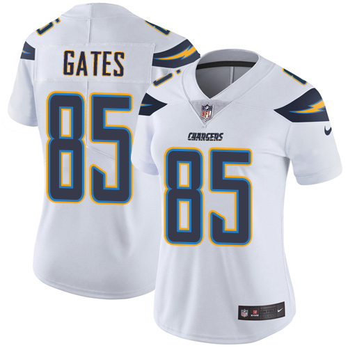 Womens San Diego Chargers #85 Gates White Vapor Limited Jersey