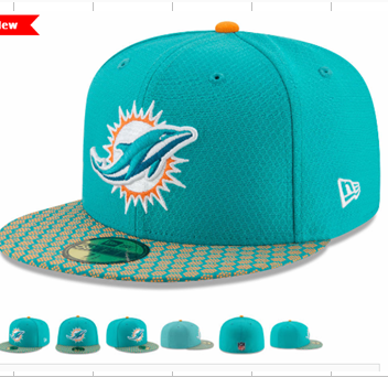NFL Miami Dolphins Green Fitted Hats--lx