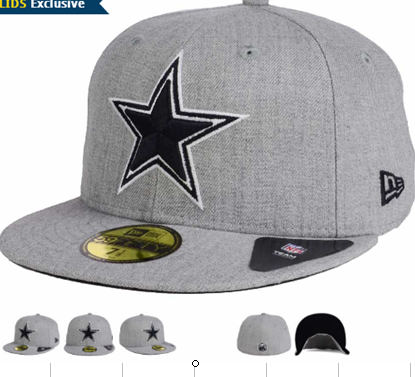 NFL Dallas Cowboys Grey Fitted Hats--lx