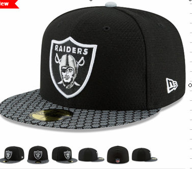 NFL Oakland Raiders Black Fitted Hats--lx