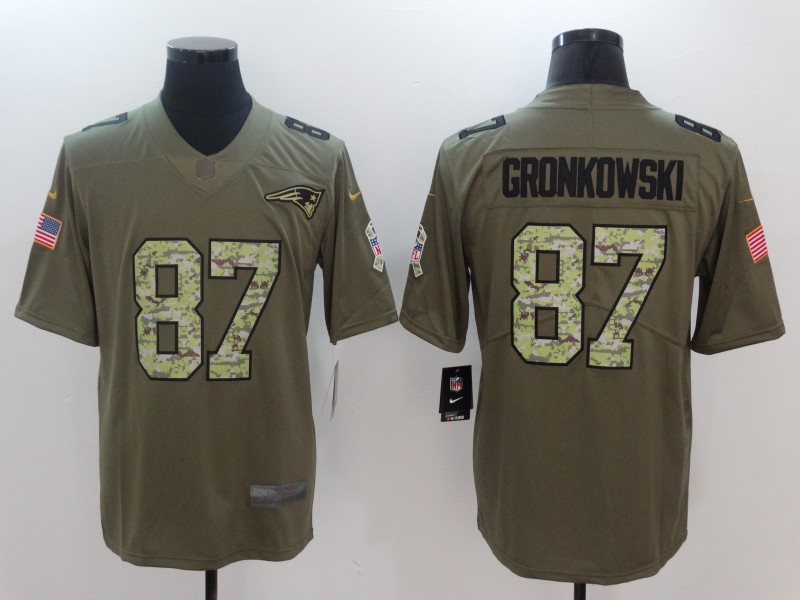 NFL New England Patriots #87 Gronkowski Olive Salute to Service Jersey