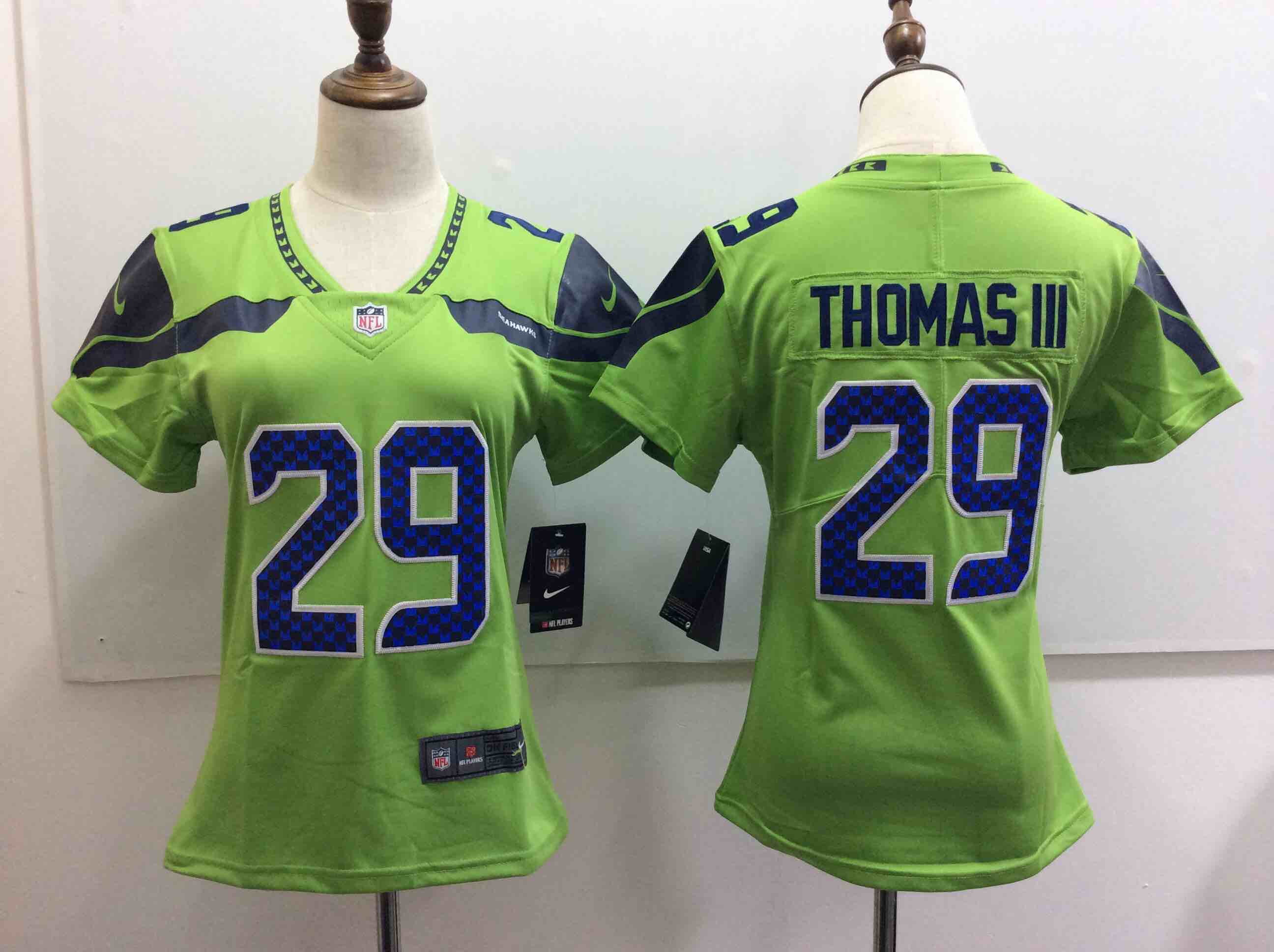 Womens Seattle Seahawks #19 Thomas III Green Vapor Limited Jersey