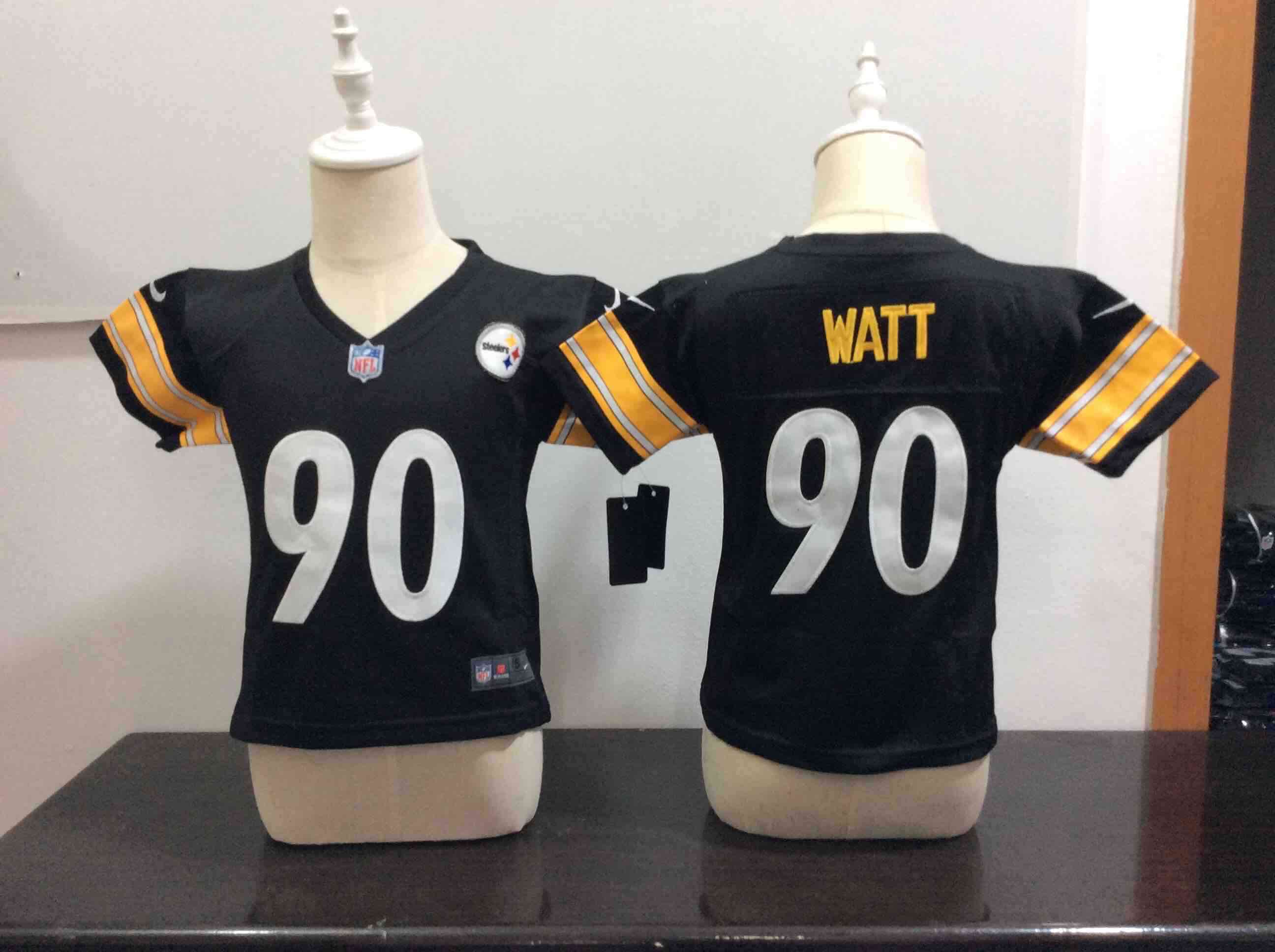 Kids NFL Pittsburgh Steelers #90 Watt Black Vapor Jersey 2-5T