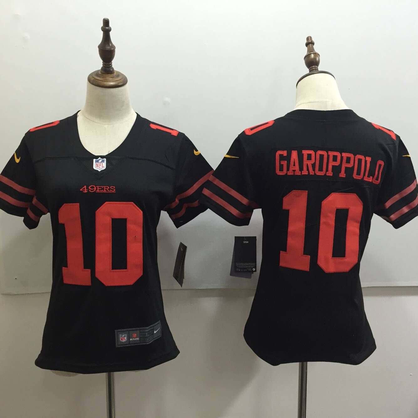 Womens San Francisco 49ers #10 Garoppolo Black Vapor Limited Jersey