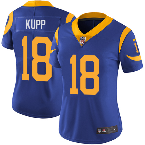 Womens NFL Los Angeles Rams #18 Kupp Blue Vapor Limited Jersey