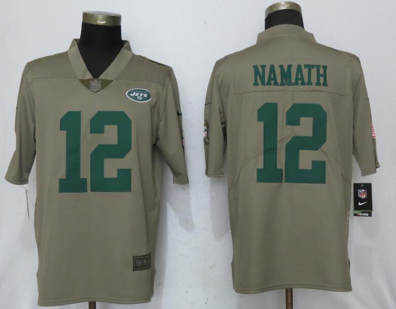 Nike New York Jets 12 Namath Olive Salute To Service Limited Jersey