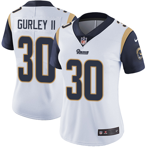 Womens NFL Los Angeles Rams #30 Gurley II White Vapor Limited Jersey