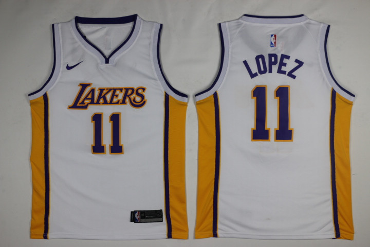 Nike NBA Los Angeles Lakers #11 Lopez White Jersey