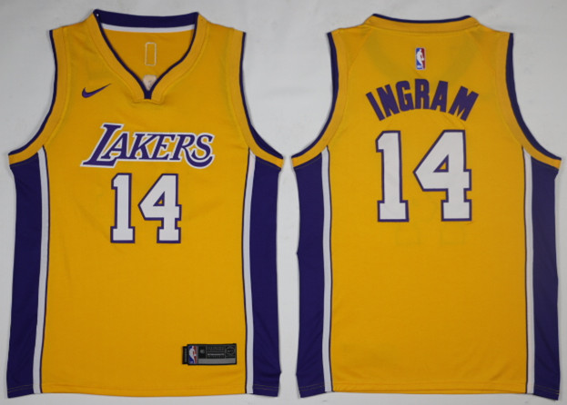 Nike NBA Los Angeles Lakers #14 Ingram Yellow Jersey