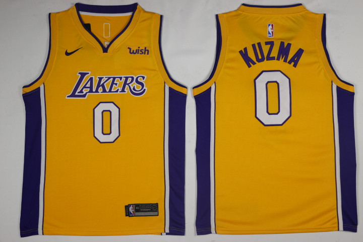Nike NBA Los Angeles Lakers #0 Kuzma Yellow Jersey