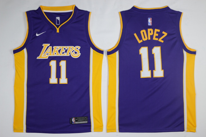 Nike NBA Los Angeles Lakers #11 Lopez Purple Jersey