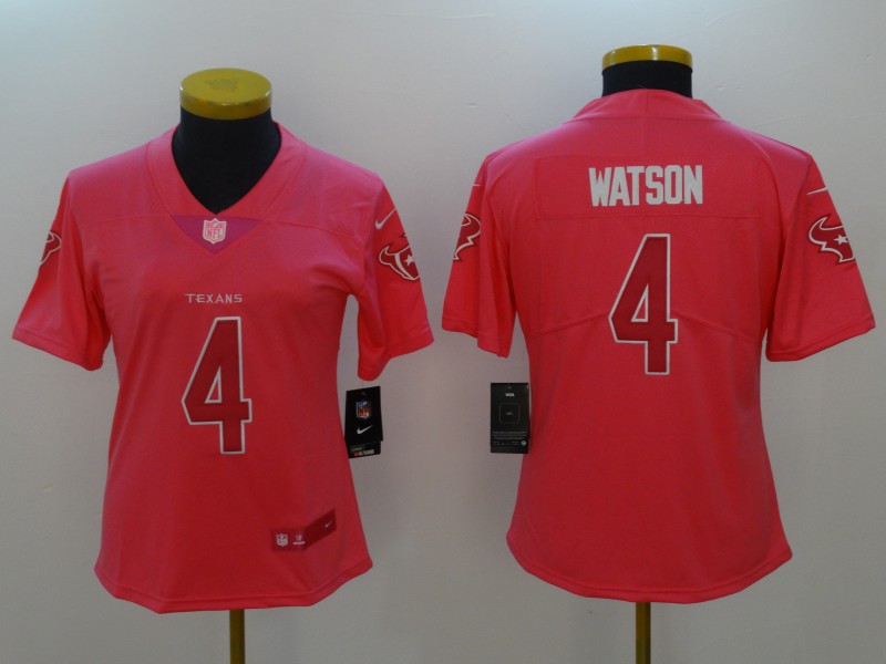 Womens Houston Texans #4 Watson Pink Color Rush Jersey