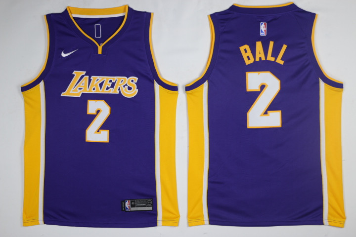Nike NBA Los Angeles Lakers #2 Ball Purple Jersey