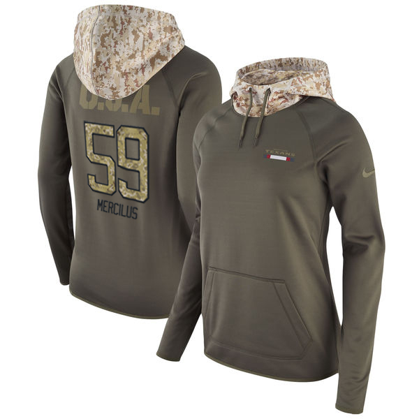 Womens NFL Houston Texans #59 Mercilus Olive Salute to Service Hoodie