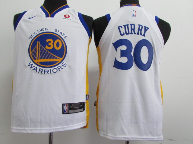 Kids NBA Golden State Warriors #30 Stephen Curry White Jersey