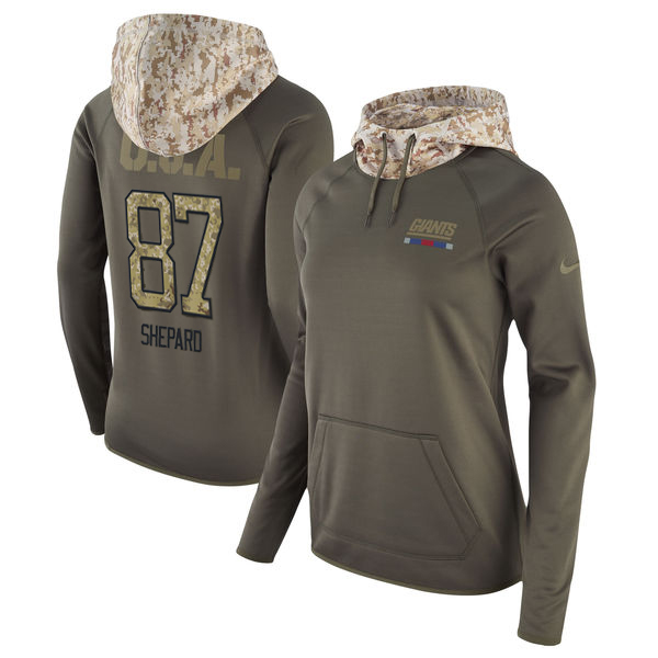 Womens NFL New York Giants #87 Shepard Olive Salute to Service Hoodie