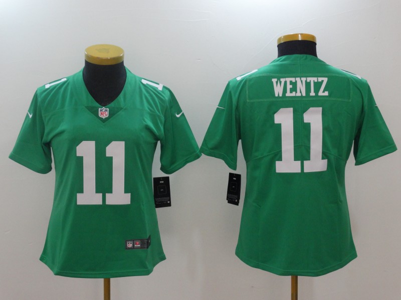 Womens NFL Philadelphia Eagles #11 Wentz Green Legand Jersey