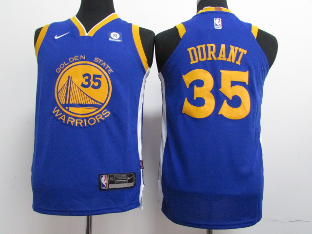 Kids NBA Golden State Warriors #35 Durant Curry Blue Jersey