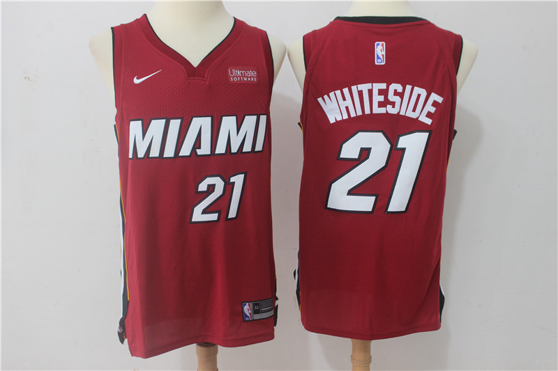 Nike NBA Miami Heat #21 Whiteside Red Jersey