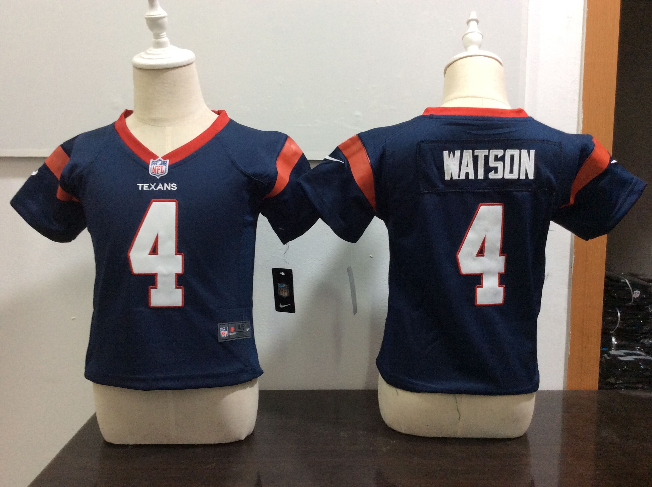 Kids NFL Houston Texans #4 Watson Blue Jersey 2-5T