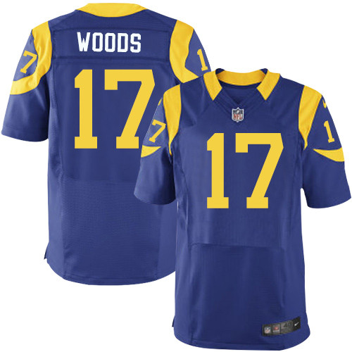 NFL Los Angeles Rams #17 Woods Elite Royal Blue Jersey