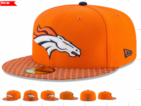 NFL Denver Broncos Orange Fitted Hats--LX