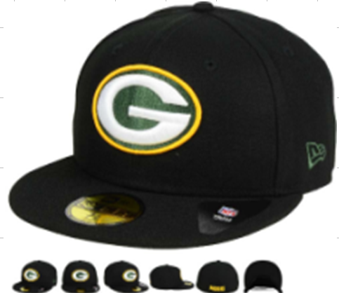 NFL Green Bay Packers Black Fitted Hats--LX