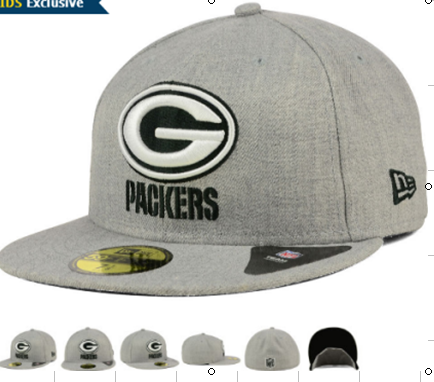 NFL Green Bay Packers Grey Fitted Hats--LX