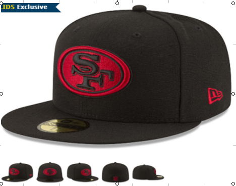 NFL San Francisco 49ers Black Fitted Hats--LX