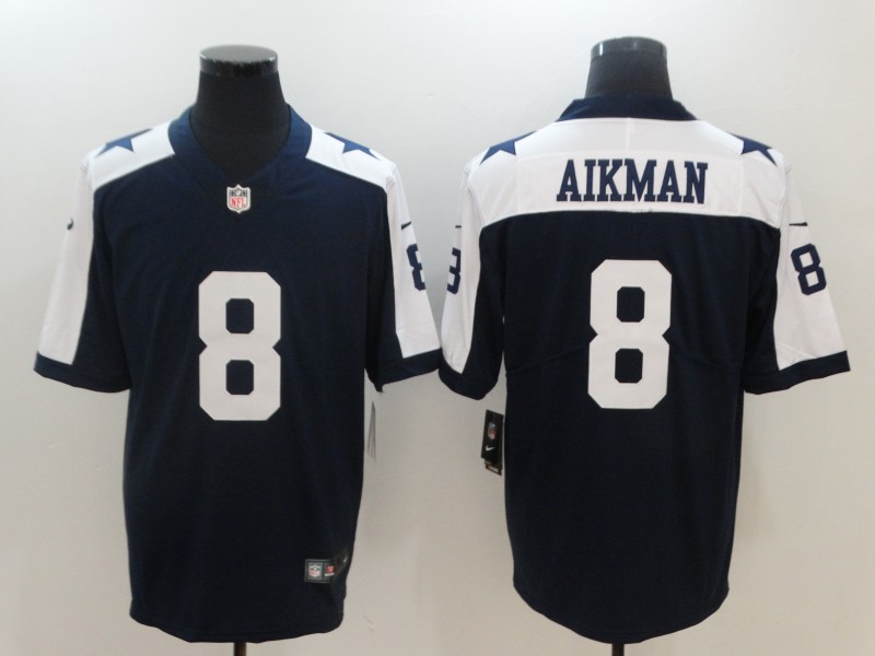 NFL Dallas Cowboys #8 Aikman Blue Thanksgiving Jersey