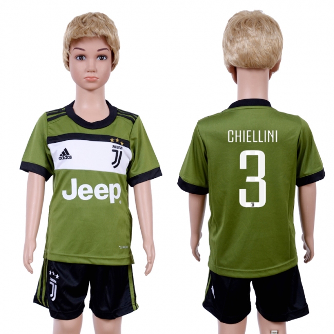 2017 Soccer Club Juventus #3 Chiellini Away Kids Jersey