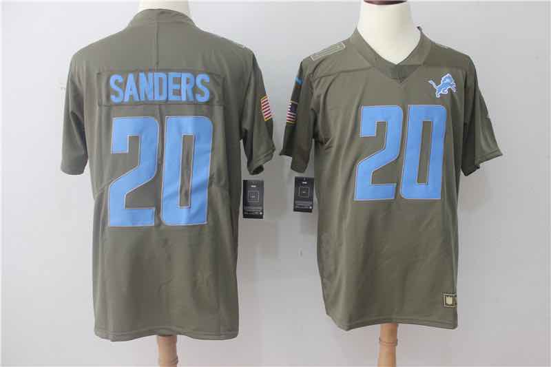 Mens Detriot Lions #20 Sanders Olive Salute to Service Limited Jersey