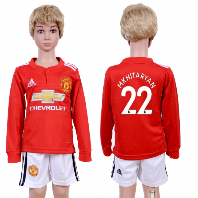 2017 Soccer Man Utd. #22 Mkhitaryan Home Kids Jersey