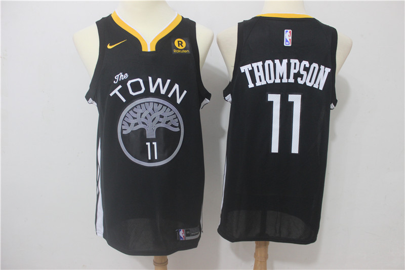 Nike NBA Golden State Warriors #11 Thompson Black Game Jersey