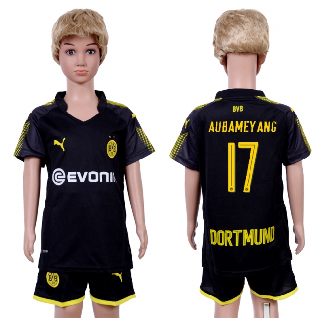 2017 Soccer Club Dortmund #17 Aubamey Ang Away Kids Jersey