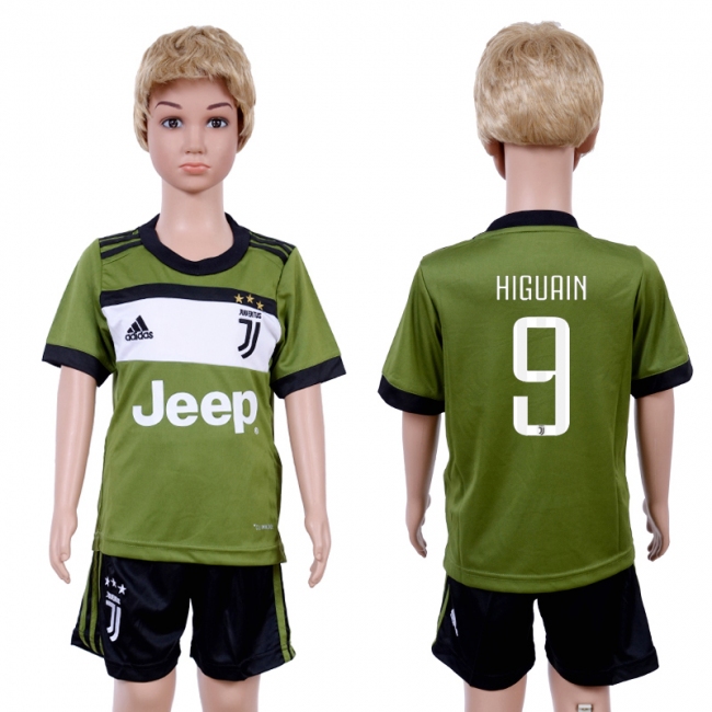 2017 Soccer Club Juventus #9 Higuain Away Kids Jersey