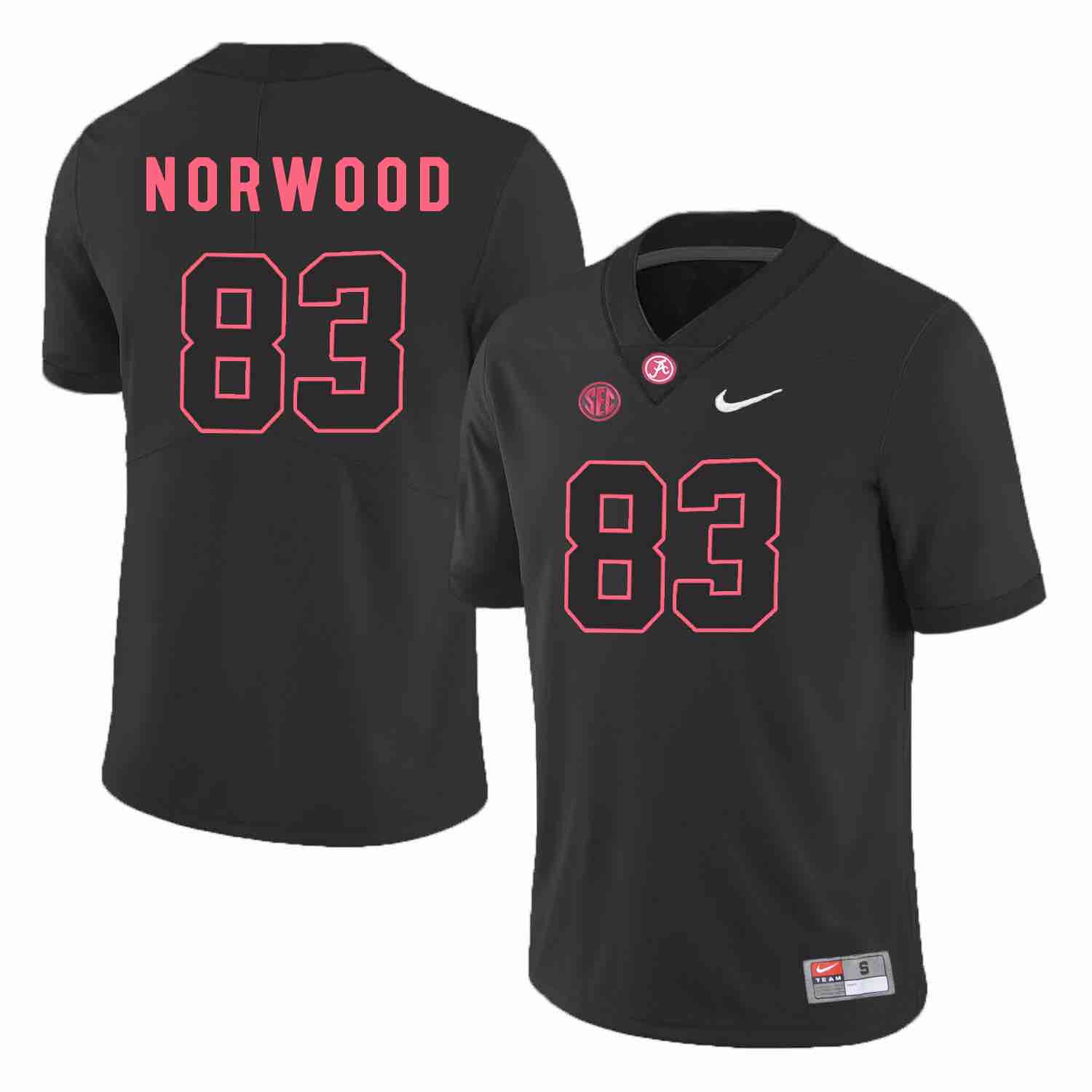 NCAA Alabama Crimson Tide #83 Norwood Black Shawdow Football Jersey
