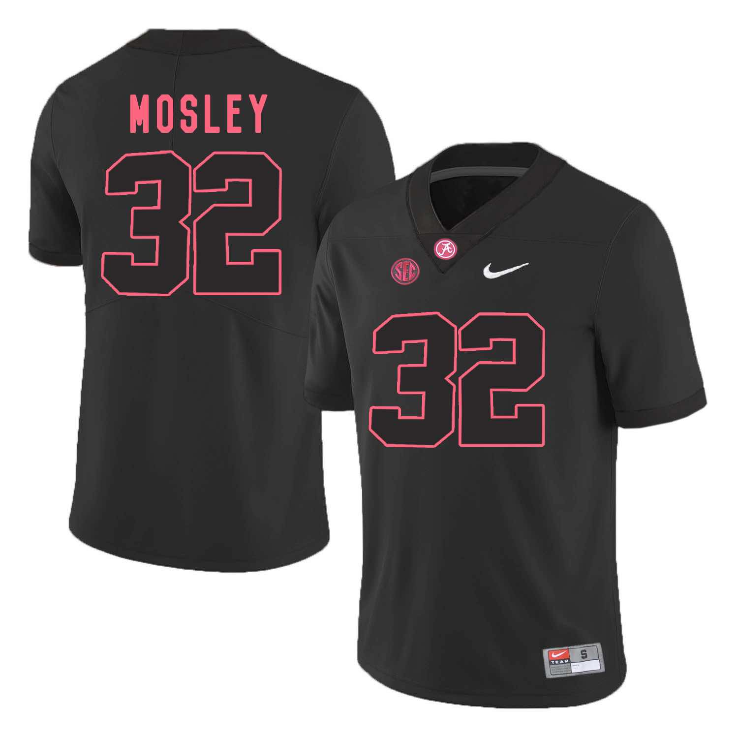 NCAA Alabama Crimson Tide #32 Mosley Black Shawdow Football Jersey