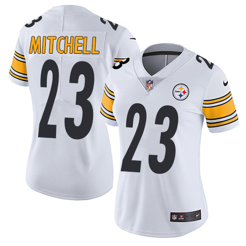 Womens NFL Pittsburgh Steelers #23 Mitchell White Vapor Limited Jersey